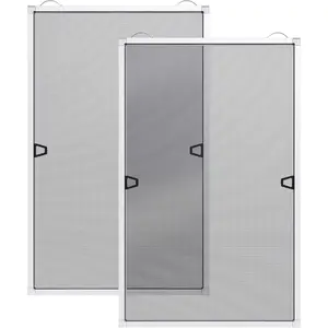 2 Sets DIY Window Screen Frame Kit, Easy Cut-to-Size Design Window Screen, Includes Screen Mesh, Frame Parts & Tools for Window Screen Replacement, White, 46" Lx 46"W