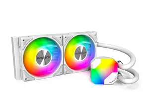MONTECH HyperFlow ARGB 240 - AIO CPU Liquid Cooler, Intel&AMD Compatible, Chart-Topping Performance, Enhanced 3100RPM Water Pump Design, 2X Metal Pro 12 ARGB Ultimate Cooling Fans - White