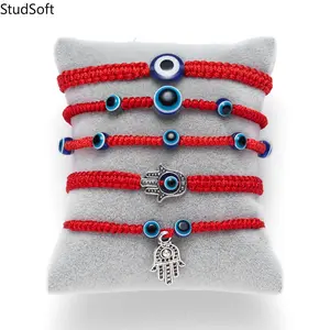 2026 5Pcs Evil Eye Hamsa Hand Red String Bracelet Set – Handmade Woven Protection Bracelets for Women & Men, Lucky Amulet for Daily Wear