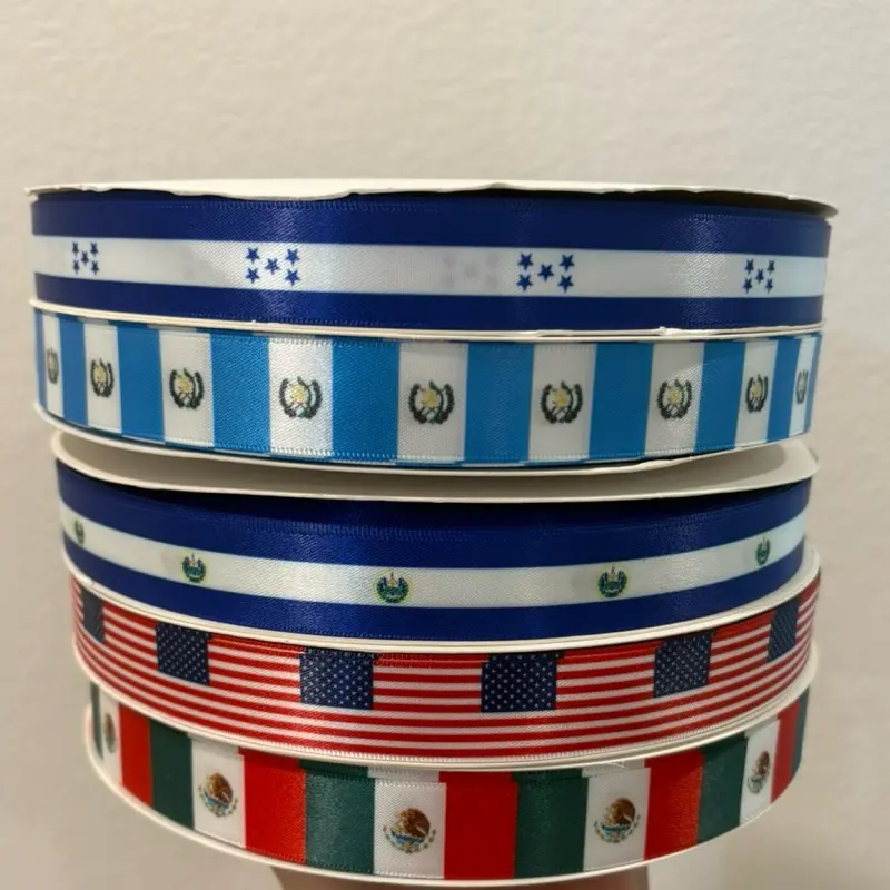 6/8" FLAGS Satin Ribbon - 100-Yard Roll