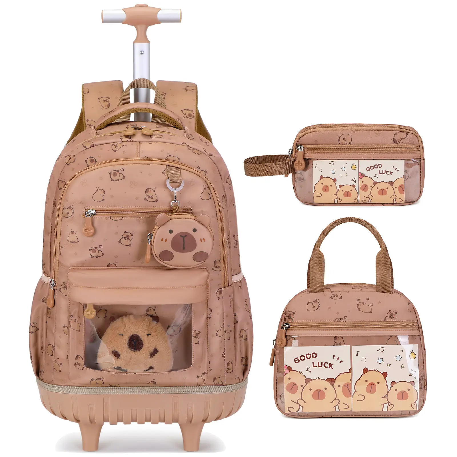 SIMILOVE Rolling Backpack for Girls Teens, Y4K Aesthetic School Backpack Set for Daypack and Travel, Wheeled Bookbag with USB Charging Port for Elementary Middle High School College Students