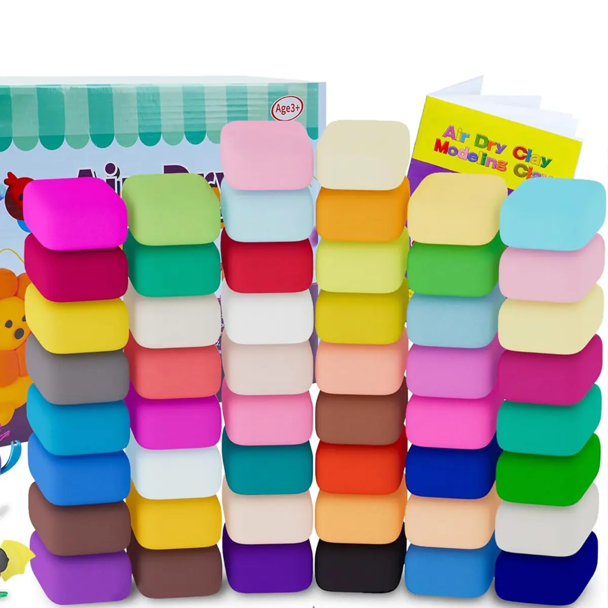 48+2 Color Air Drying Clay Set, ultra light clay belt carving tool - perfect for DIY crafts and novelty toys