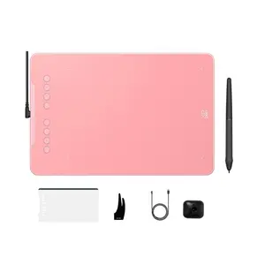 XPPen Deco 01 V3 OSU Graphics Drawing Tablet10" × 6.25" 16384 Pressure Sensitivity 8 Customizable Shortcut Keys 60° Tilt Batter-free Stylus Pink for Sketching, painting, design, editing photos Compatible with Windows/Android/Linux/Chrome OS/MacOS