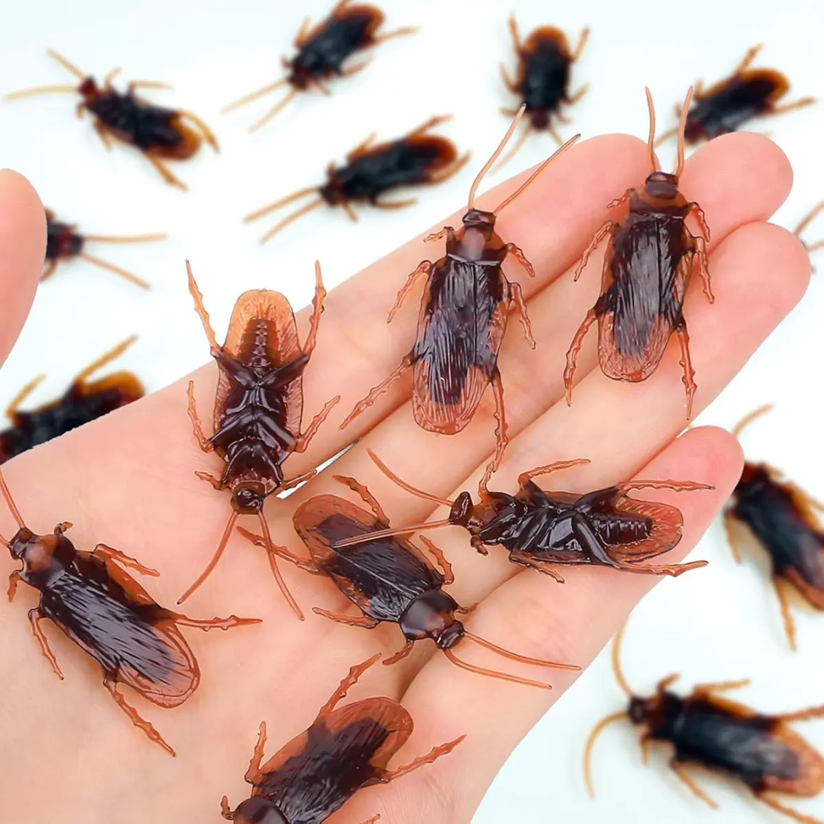 15PCS Realistic Fake Cockroaches, Plastic Roach Props for Halloween Pranks