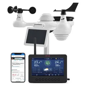 VEVOR 7-in-1 Wireless Weather Station with Wi-Fi, 7" TFT Colorful Display, Solar-Powered Outdoor Sensor, Indoor & Outdoor Monitoring, Includes Temperature, Humidity, Wind Speed/Direction, and Rainfall