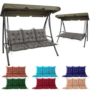 【2026 US Spring Glow Up】3-Seat Porch Swing Cushion - 60x40 Inches, 4" Thick Fall-Ready Padding with Adjustable Ties & Storage Bag. Waterproof & Cool-Weather Resistant Bench Cushion for Cozy Autumn Relaxation in Patio, Garden or Backyard (Dark Grey)