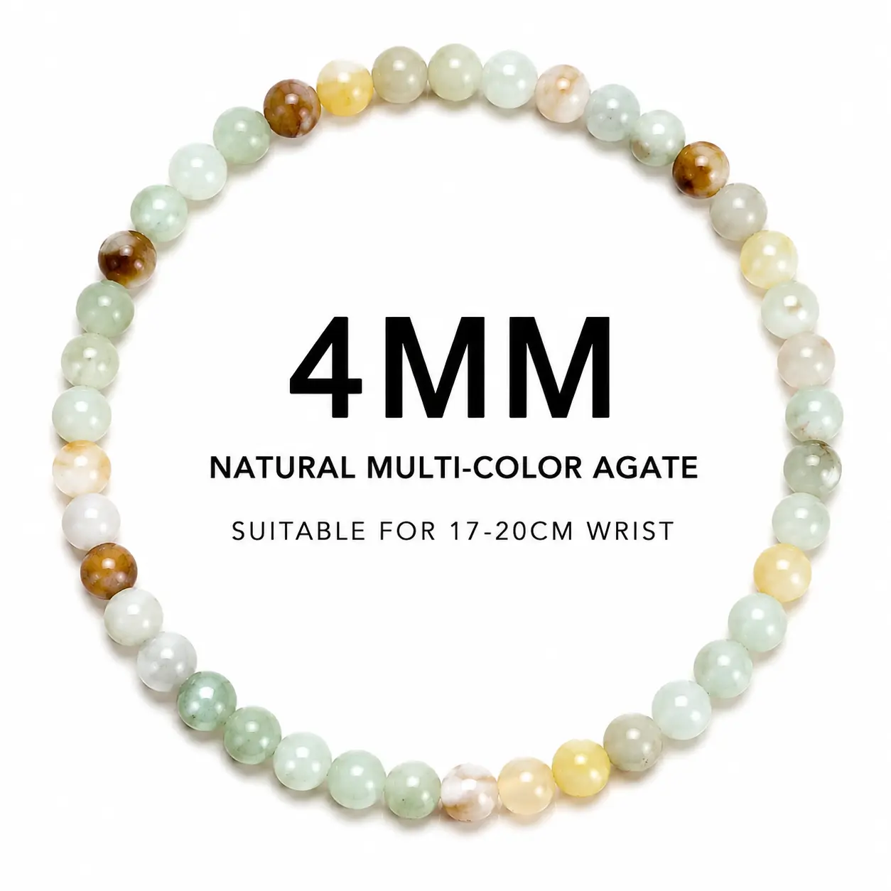 Natural Crystal Bracelets for Women & Men - 4mm Semi-Precious Gemstone Beaded Stretch Bracelet, Healing Stone Yoga Energy Bracelet, Chakra Jewelry Gift for Women&men