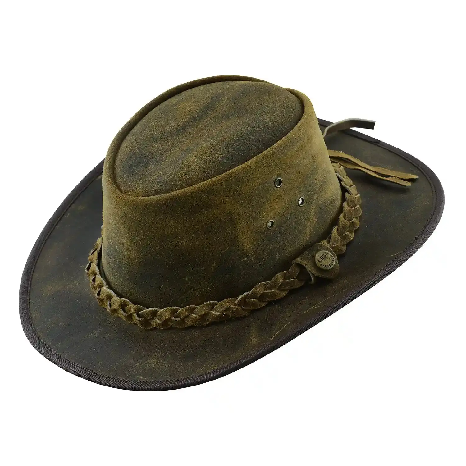 Safari Crazy Leather Cowboy Hat for Men & Women - Western Outback Hat, Genuine Leather, Shapeable Brim