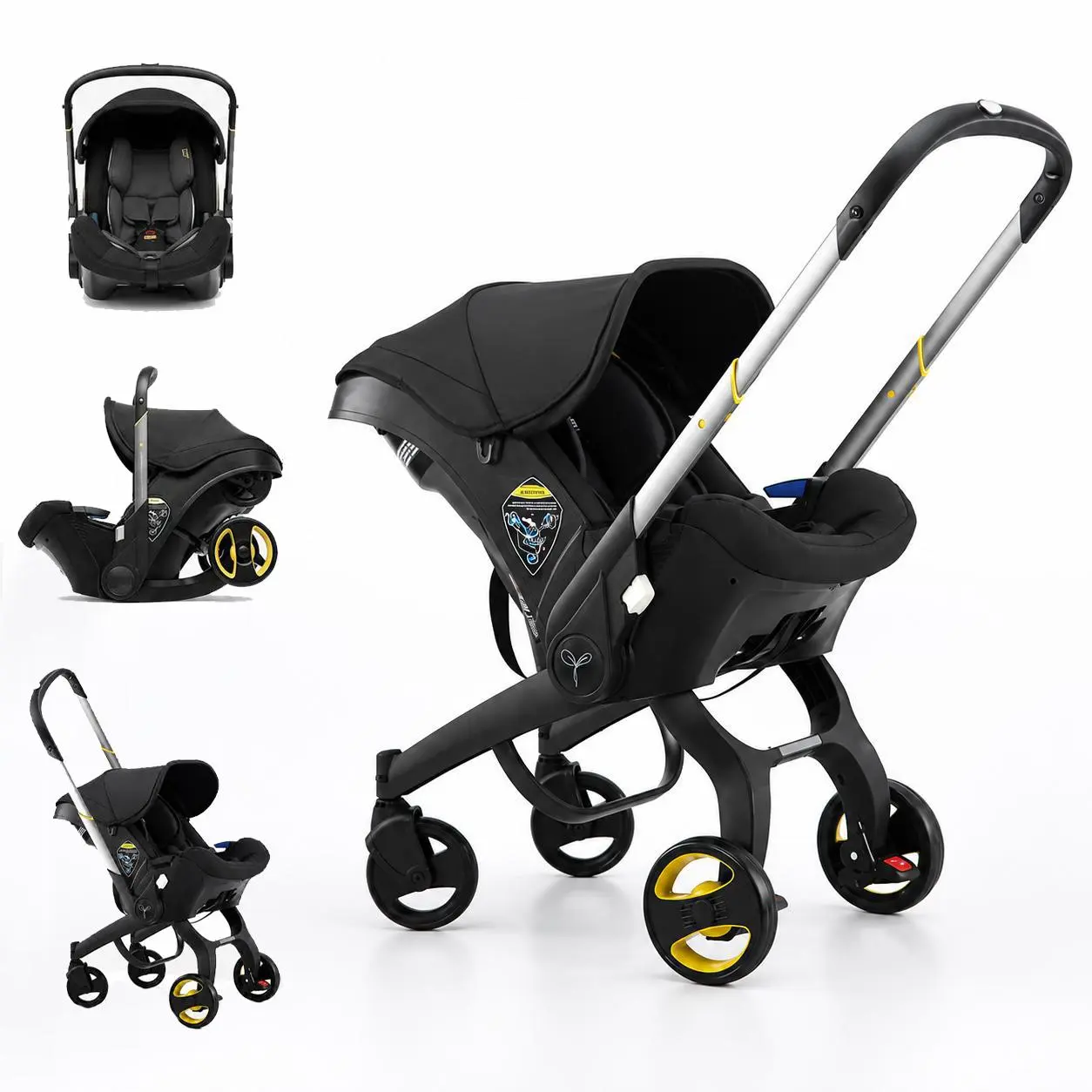 3-in-1 High-Landscape Baby Stroller, Multi-Functional Collapsible Lightweight Travel Stroller with Adjustable Bassinet for Outdoor & Mall Use, Collapsible Stroller,Adjustable Baby Cradle Stroller Basket,Convertible Reversible  Stroller
