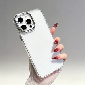 [Buy One Get One Free] Luxurious Transparent iPhone Case, Electroplated Metal Lens Frame, Shockproof TPU Corners, Full Body Protection, High Transparency Slim Soft Case, Suitable for 17 16 15 14 13 12 Pro ProMax Plus Air