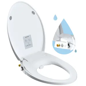 Hibbent Bidet Toilet Seat,Bidet Toilet Attachment,Elongated Toilet Seat with Separated Self Clean Knob,Bidet Parts,Non-Electric Dual Nozzles,Bidet Sprayer,ON/OFF Metal T Adapter Included toilet seat Toiletbidet Bathroom