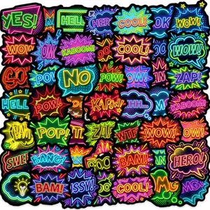 50Pcs New Cool Comic Bubble Stickers Non-Repeating DIY Decor For Journal Album Notebook