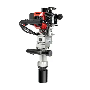 Gasoline Powered Pile Driver 32.6cc 2-Stroke Hand Pull Start 1200-2200r/Min Impact Frequency Red Black ABS Iron Alloy Steel for Gardening Agricultural Fencing Construction Orchard Support
