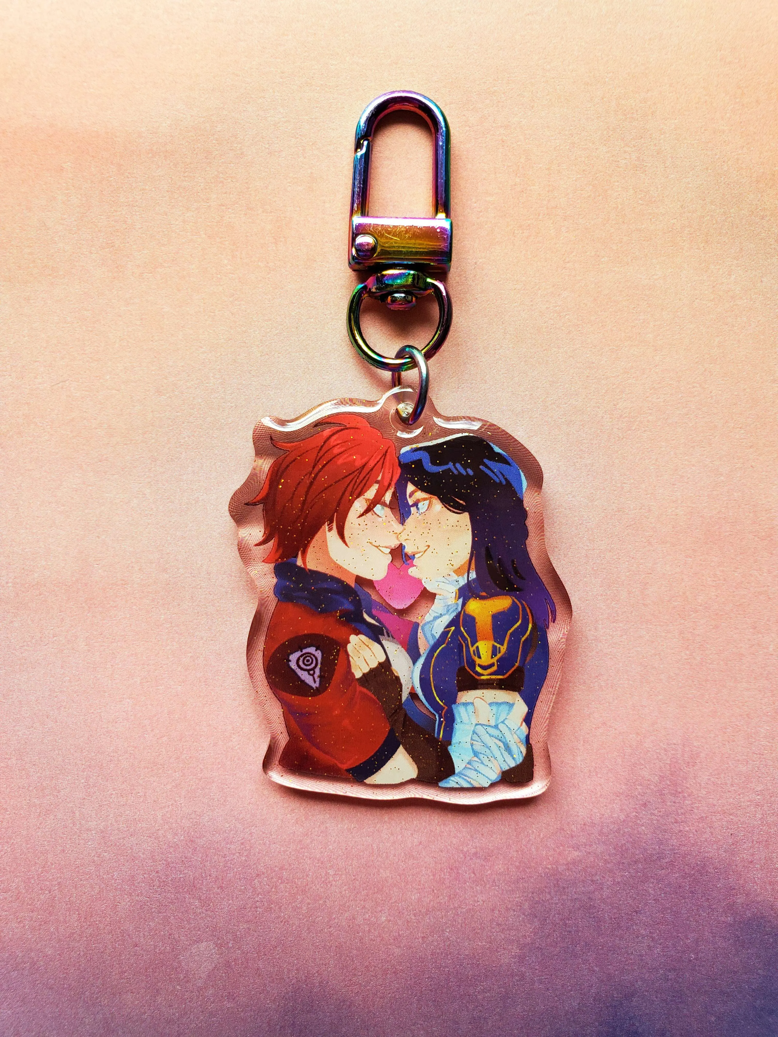 Videogame Show WLW Couple Anime Style Glitter Epoxy Keychain Charm