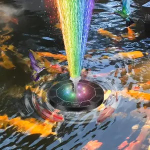 Solar Powered Bird Bath Fountain Pump, Solar Fountain with Nozzles, Outdoor Watering Submersible Pump, Garden Decoration Supplies, Solar Fountain Kit