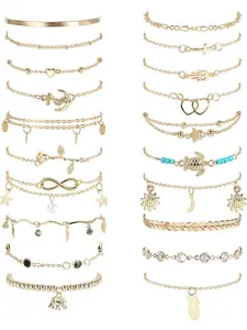 20pcs Ankle Bracelets for Women, Adjustable Beach Anklet Set, Surfer Anklet, Heart Star Turtle Infinite Anklets, Foot Jewelry, Trendy Jewelry, Exquisite Jewelry Gift, Trendy Jewellery Accessories, Fashion Accessories
