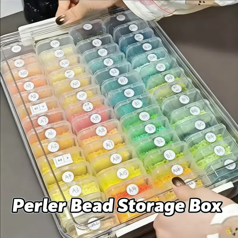 Perler Bead Organizer Box, Clear plastic containers, large boxes, individual seed bead accessories, nail art storage, transparent, for organizing jewelry, made of PET material, simple to store, stain-proof and dustproof