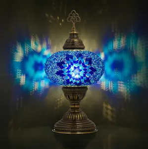MOZAIST Turkish Mosaic Table Lamp with Bulb Included Blue Handcrafted from Turkey for Unique Lighting