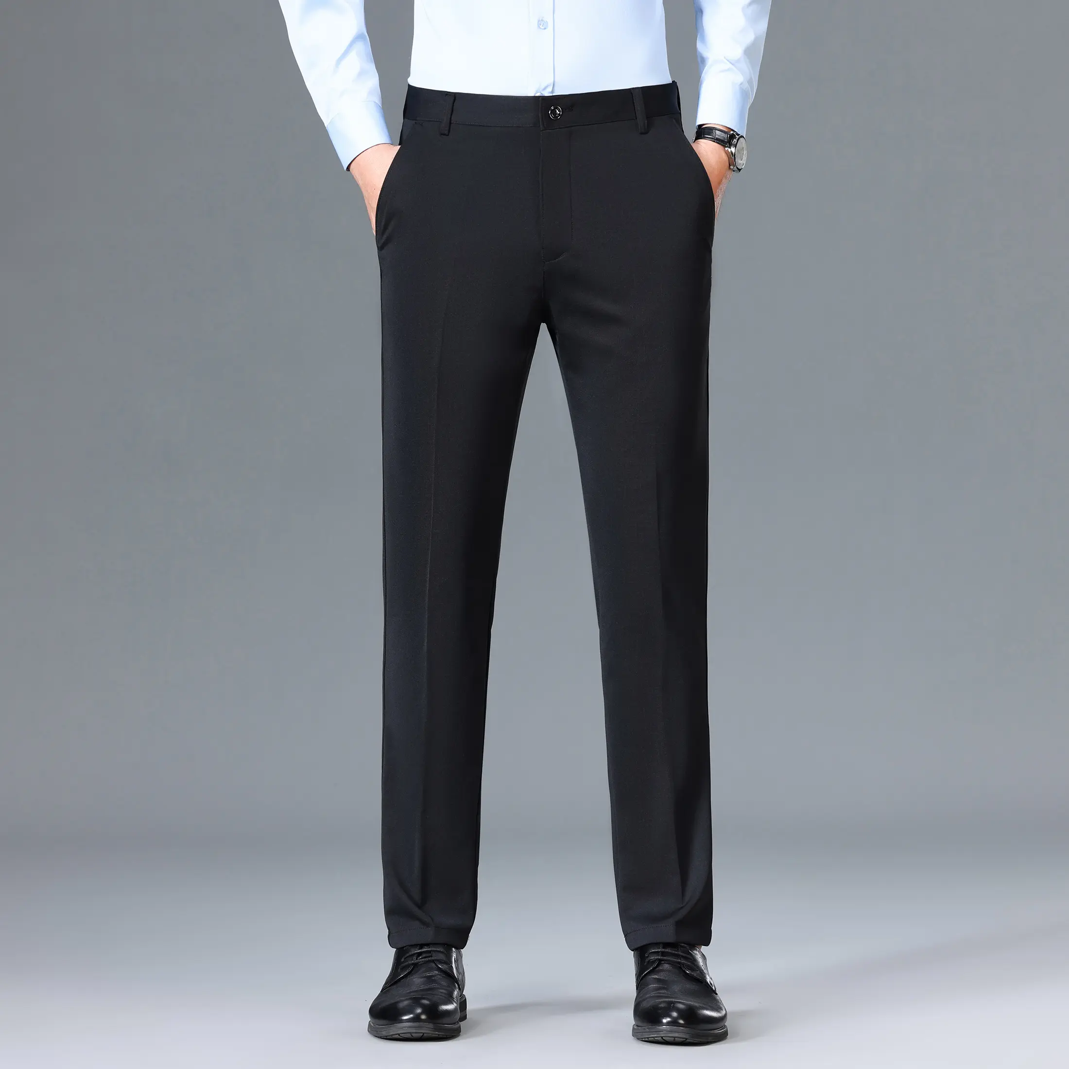Men's pants, black , straight leg , business suit , work , home , elastic  Pocket Trouser Beige Menswear