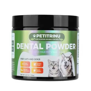 PETITRINU Pet Dental Powder for Dogs & Cats - Natural Fresh Breath Enhancer, Tartar Remover for Pet Oral Care