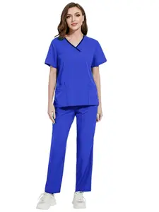 Thin and Light Fabric Scrub Uniform Nurse Medical Work Clothes Women Short Sleeve Nursing Set Elastic Medical Uniform for Summer