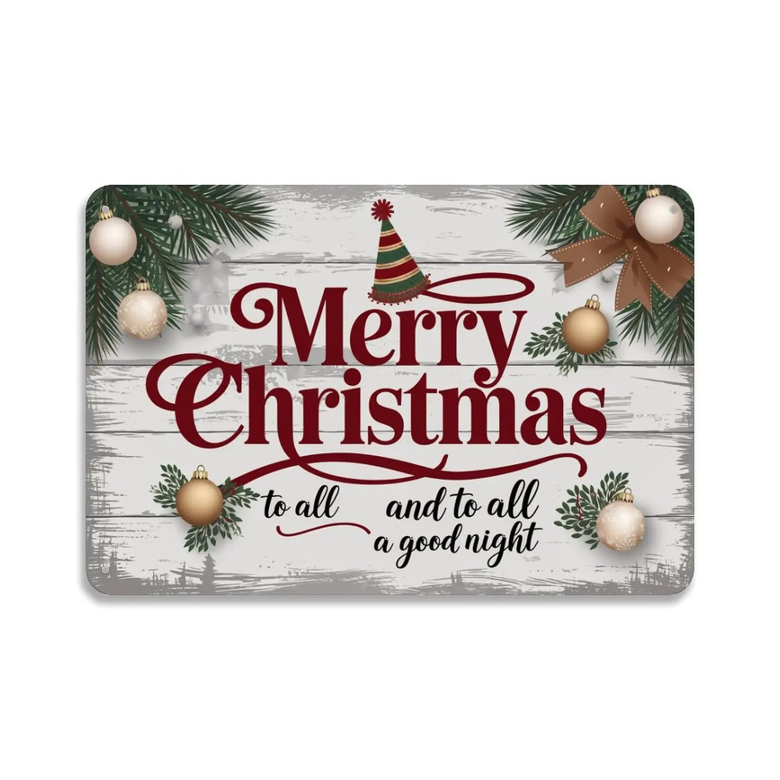Merry Christmas Tin Sign， Vintage Farmhouse Christmas Metal Sign Print Aesthetic Room Decoration for Home Bedroom Kitchen Dorm Bathroom Wall Decor 8 X 12， Easy to Hang