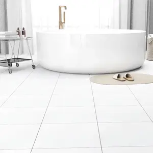 Peel and Stick Floor Tile 40-Pack 40 Sq.Ft Matte Pattern Flooring, 12” x 12” Self Adhesive Vinyl Flooring DIY for Kitchen, Bathroom, Laundry, Pure White