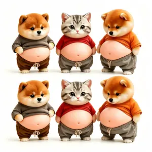 6PCS Eco-Friendly Soft Texture Shiba Inu Fat Belly Door Stops - Squeeze Squishy Stimming Tool Stress Relief Toys, ADHD Support, Anti-Collision Desk Accessory, Home & Office Wall Protector