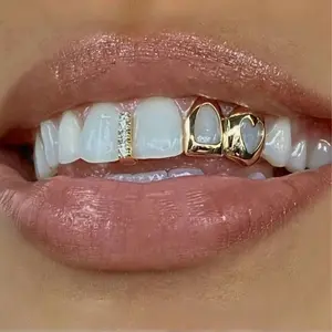 CYL&RY 14K Gold Plated CZ Encrusted Single Heart Star Hollow-Out Dual Tooth Cap Set For Woman Man, Gold and Silver Options, Perfect for Y2K Aesthetic Outfits, Brunch Dates and Daily Commutes, Ideal for Music Festivals, Club Nights and TikTok Photoshoots