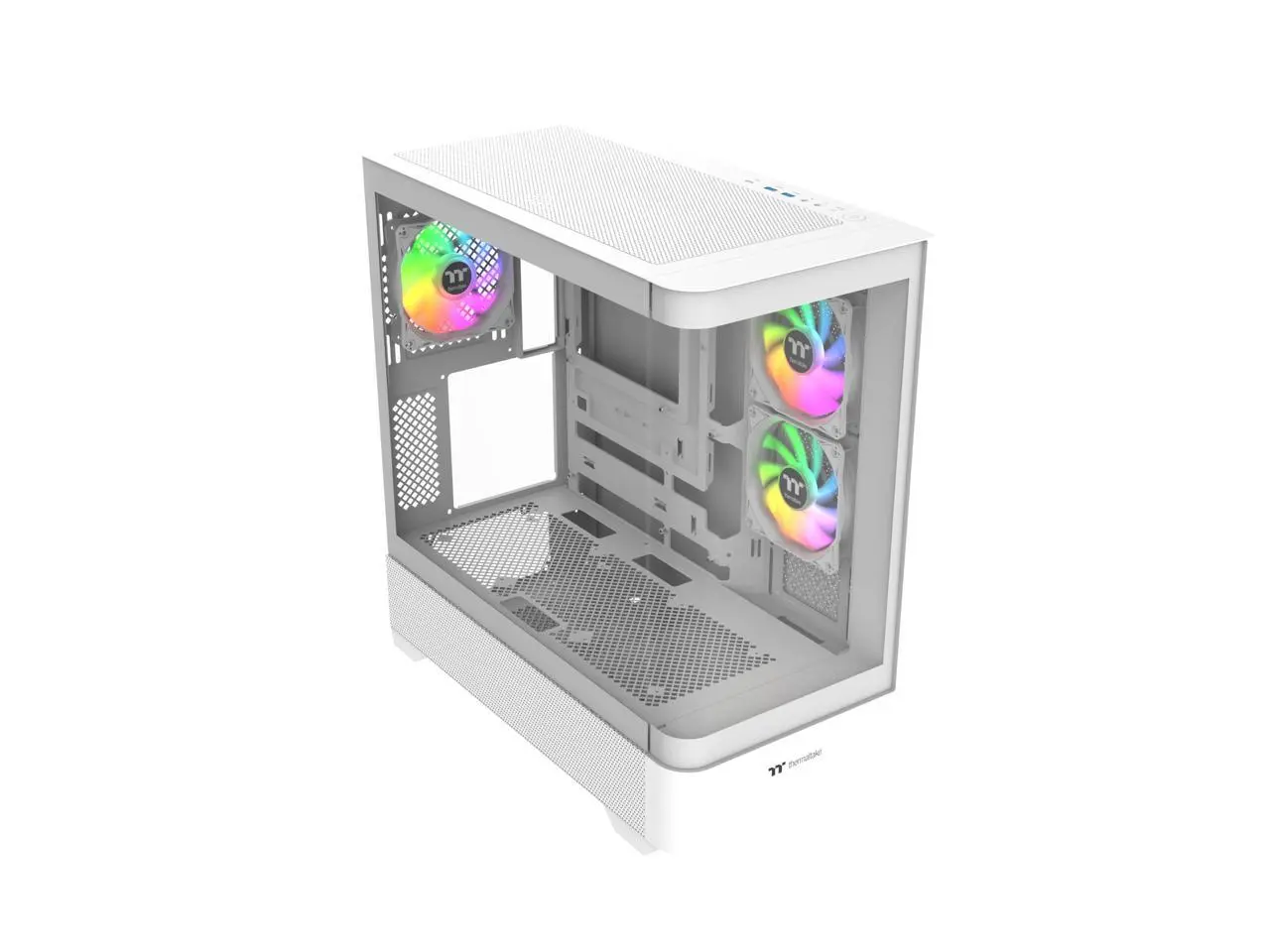 Thermaltake View 290; Mid Tower; 3x120mm ARGB Lite Fans Included; 360mm Radiator Support; 450mm GPU Clearance; Hidden Connector Support; Rotatable PCIe Slots; 200mm PSU Clearance; Snow; Ca-11G-00M6WN-00