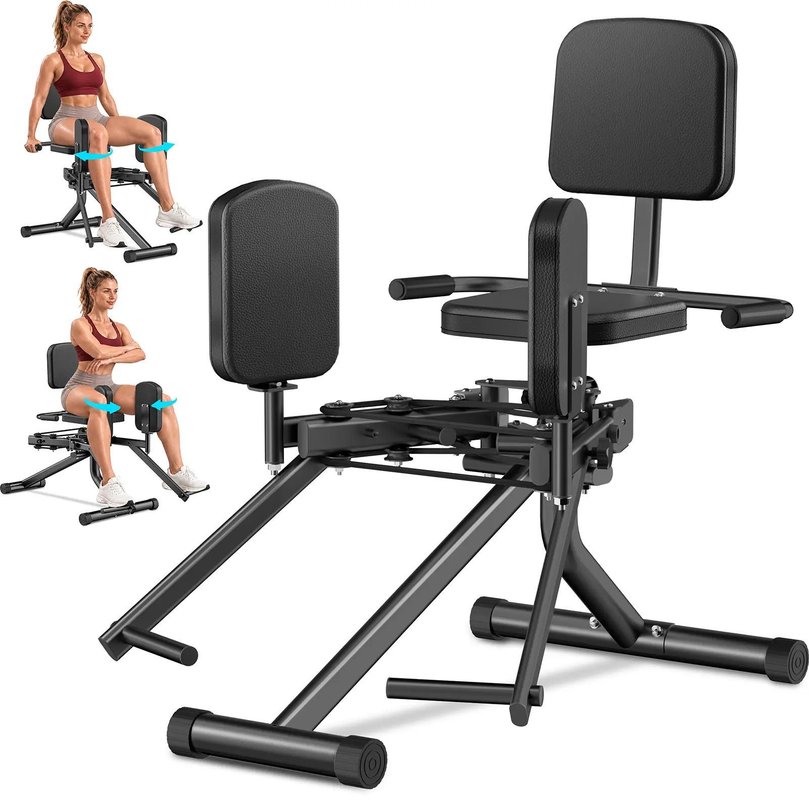 Hip Abductor & Adductor Machine, 2-in-1 Glute & Thigh Workout Machine, 6-Level Resistance, 440 LBS Capacity, Home Gym Fitness Equipment