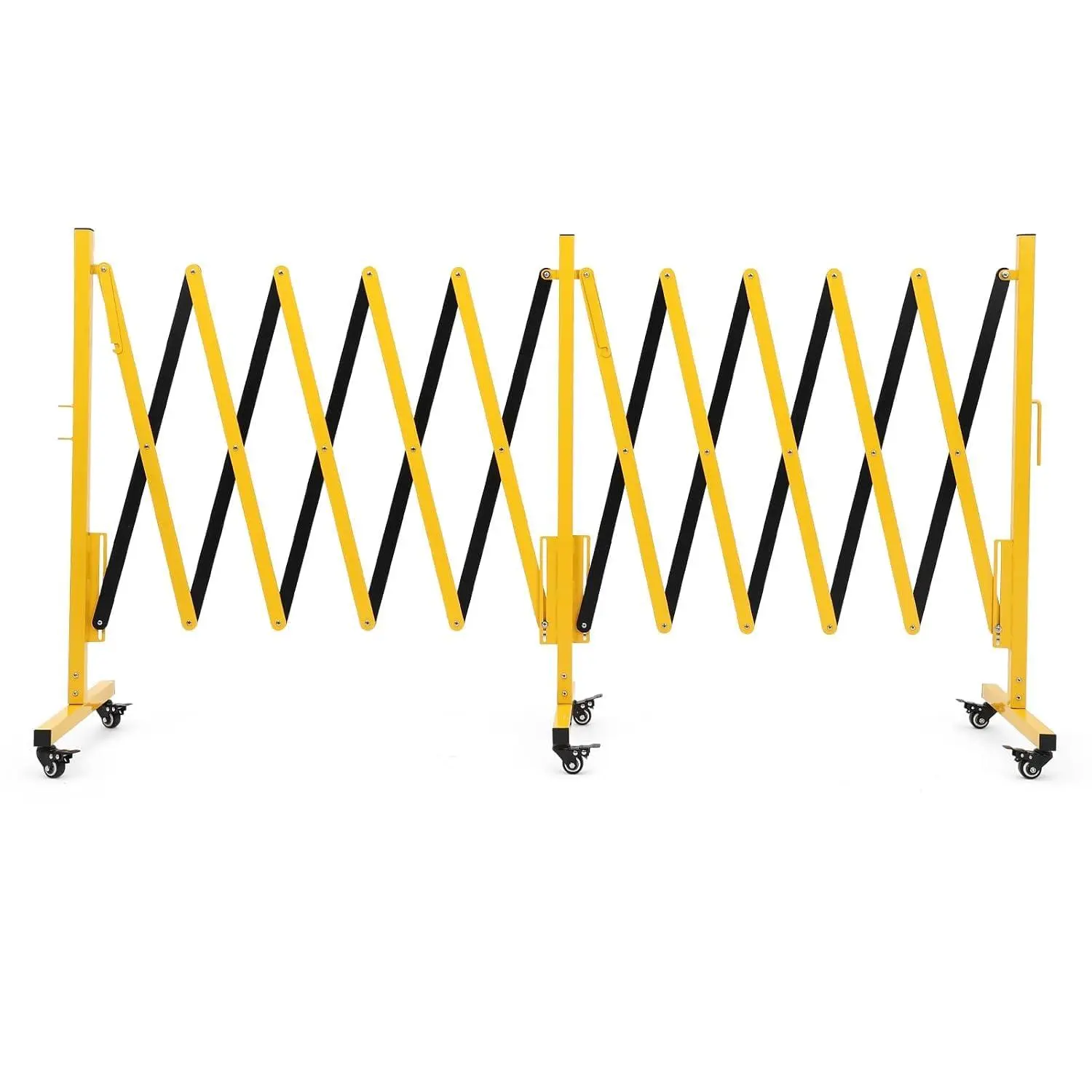 Expandable Metal Barricade,Folding Security Gate with Wheels, Retractable Driveway Gate, High-Quality Aluminum Alloy, Easy to Assemble, Wide Applications for Traffic Control and Safety Barrier.
