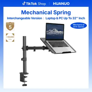 HUANUO Laptop Desk Mount - 17' to 32' Monitor Arm, Ventilated Tray, Fully Adjustable with Tilt, Swivel & Rotation, Holds up to 22 lbs