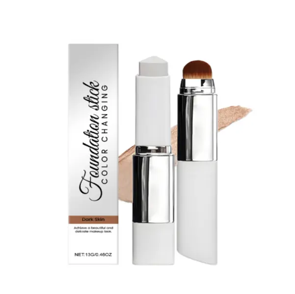 2-in-1 Natural-Looking Concealer & Foundation Duo Stick (Stick Form) with Concealer Brush, 0.46oz Full-Coverage 1-Step Makeup Products for Beginners, No More Cakey Makeup, Ideal for Morning & Travel Use