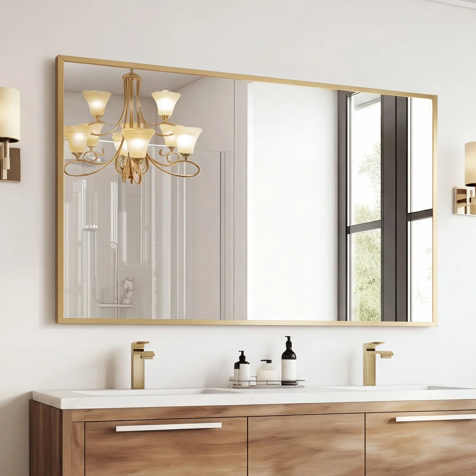 Sweetcrispy LIVE - Bathroom Mirror for Wall, Rectangle Mirrors with Metal Frame, Modern Vanity Wall Mirror Decor for Entryway Hangs, Bathroom Living Room Horizontal or Vertical