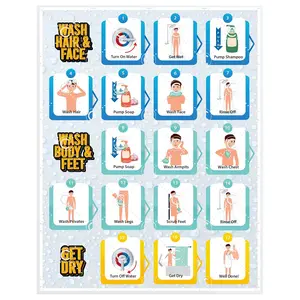 Shower Chart for Kids – Step-by-Step Visual Guide, 9x12 Inch Laminated Self-Care Chart for Children with Special Needs and Autism, Promotes Independent Hygiene Routine