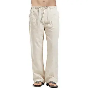 Men’s Linen Trousers 2025 – Loose Fit, Solid Color, with Pockets, available in Beige/Tropical White