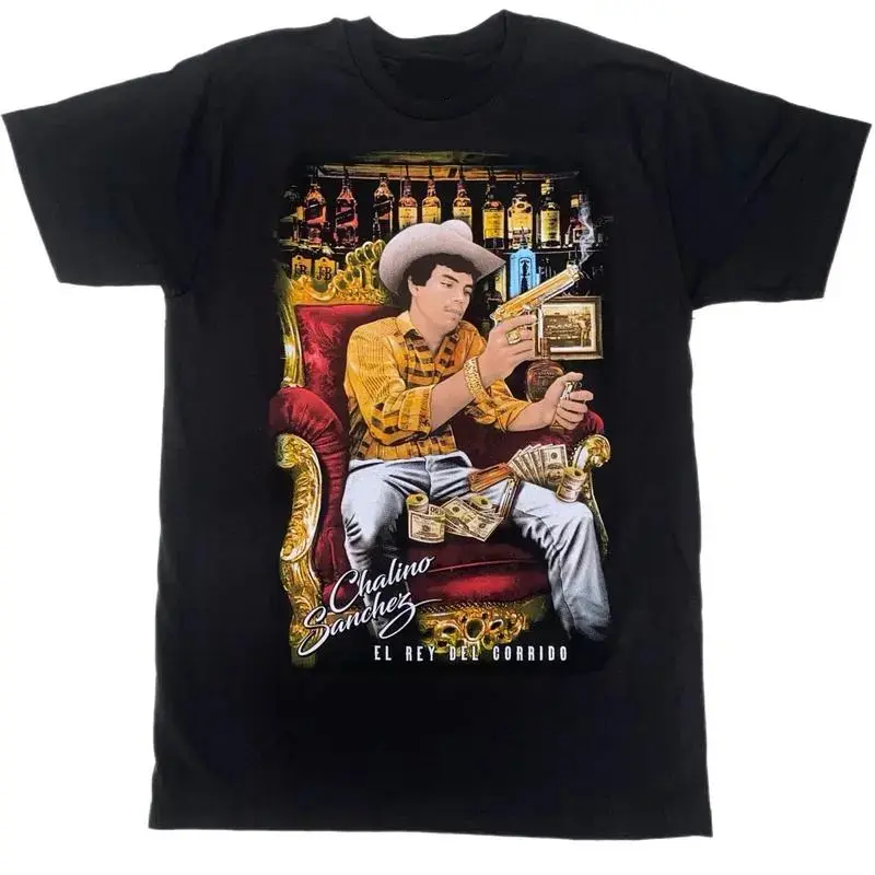 Men's Cotton Round Neck Short-Sleeve Casual Sports T-Shirt, Menswear Graphic Tee Featuring Chalino Sanchez