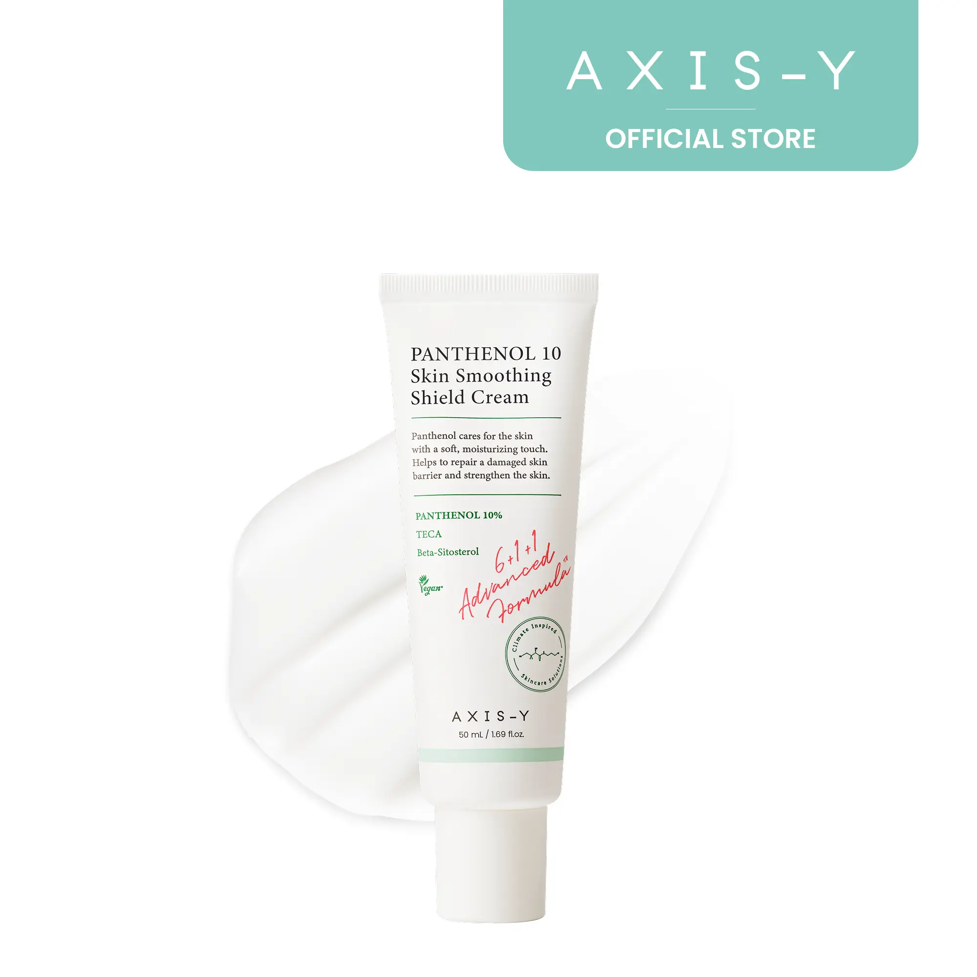 AXIS-Y Panthenol 10 Skin Smoothing Shield Cream - Vegan Korean Lightweight Daily Facial Moisturizer with Long Lasting Hydration & Soothing Ingredients - 1.69 fl oz - Intensive, Restore, Calming, Sensitive skin friendly
