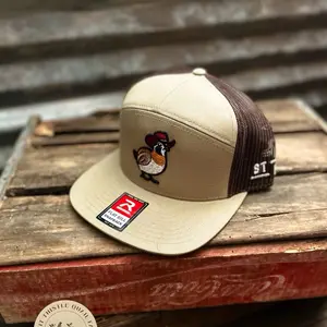Bob White Quail Hat Tan 6 Panel Flat Brim