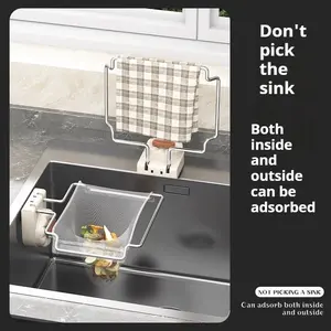 Folding Kitchen Sink Drain Strainer with 50Pcs Net Bags Rotating Suction Cup Drainage Basket Sink Food Catcher Disposable Mesh Strainer Utensils