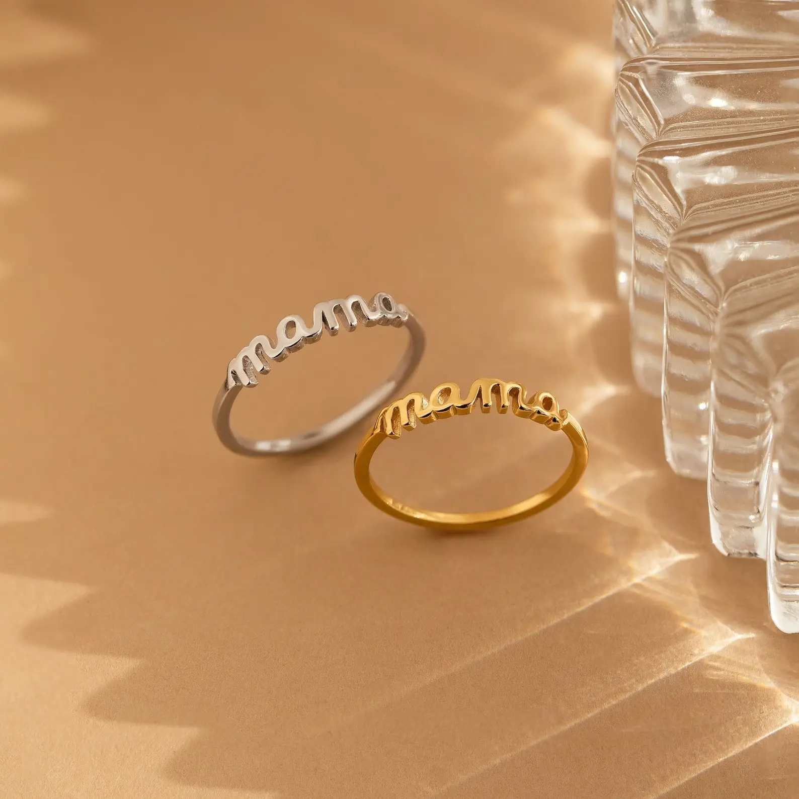 Dainty Mama Ring by Caitlyn Minimalist - Minimalist Mama Script Ring in Gold & Silver - Mothers Ring - Simple Everyday Jewelry - New Mom Gift