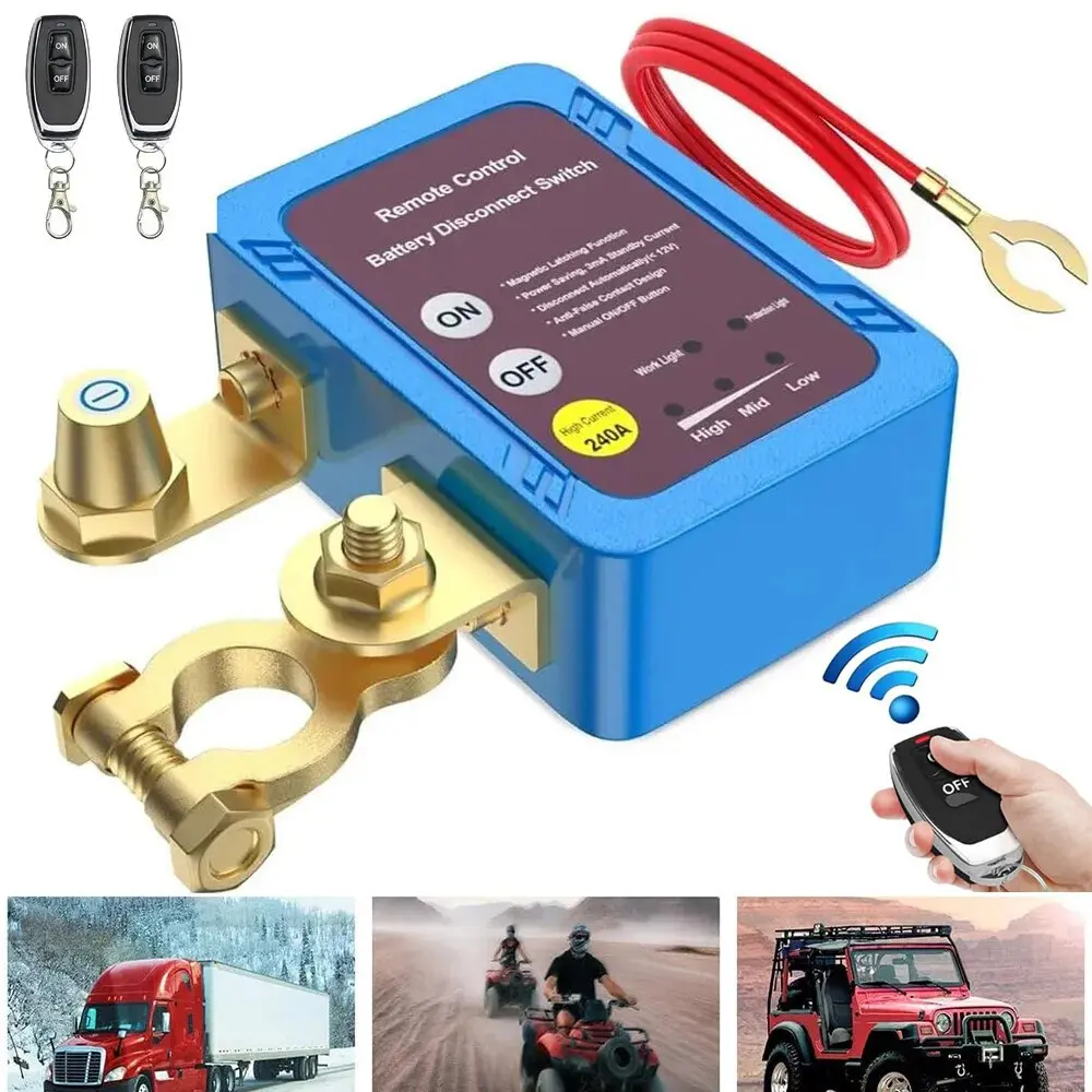 Remote Battery Disconnect Switch 12V 240A for Car, Boat, RV | Automatic Shut Off When Voltage Below 11.8V | Prevents Battery Drain from Long-Term Parking & Parasitic Draw