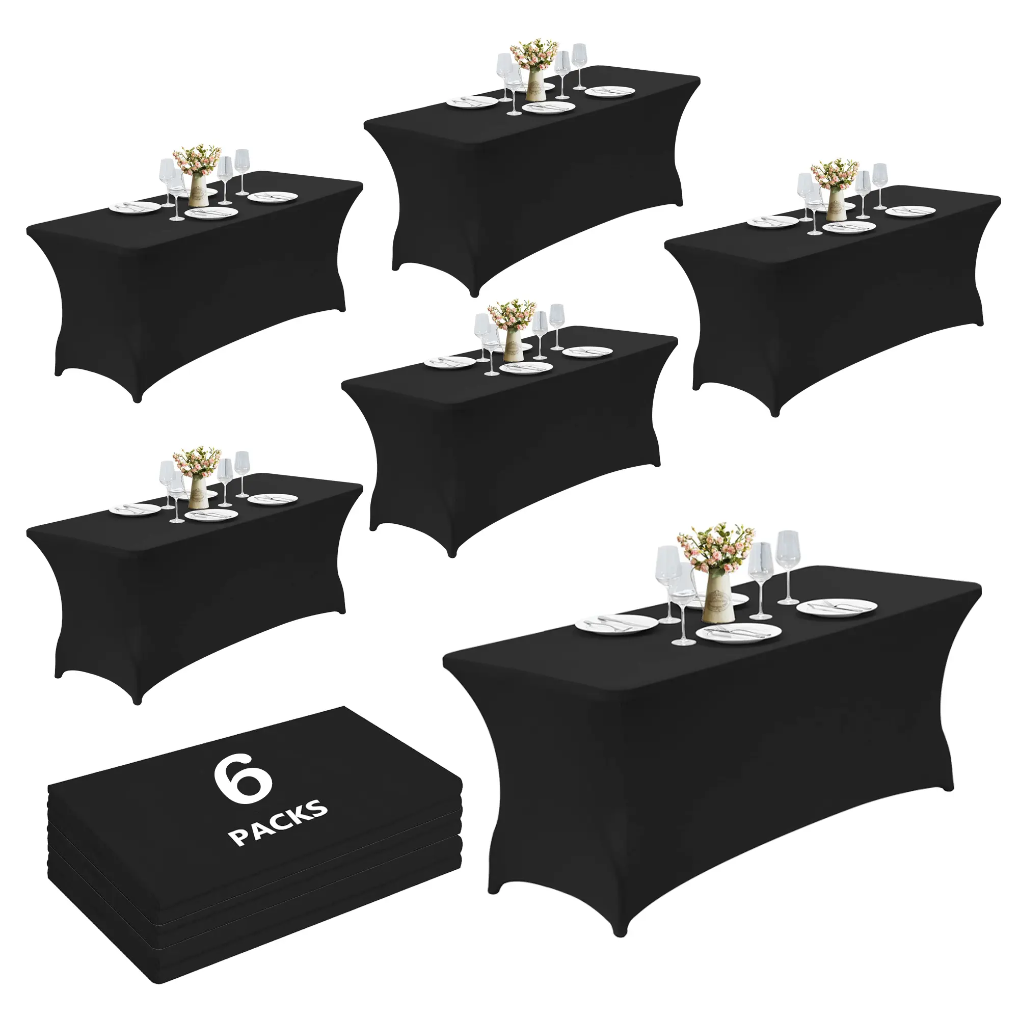 Craft And Party 6 Pack Spandex Tablecloth, Fitted Tablecloth, Stretch tablecloth for arty, Wedding, Cocktail, Banquet, Festival, Tradeshow