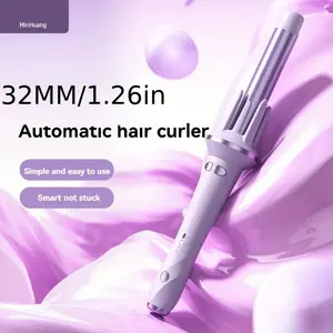 32mm deluxe automatic rotating curling iron, easily curls and waves, provides preset temperature settings for every hair type