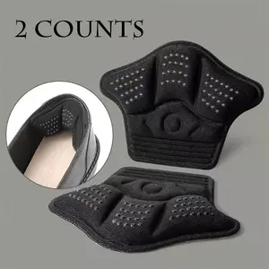 2 pairs, self-adhesive thick sponge insoles, wear-resistant heel stickers, suitable for adjusting large-sized shoes to small-sized ones, black sports shoe pads, suitable for casual shoe protection pads, heel pads and insoles, seamless design, invisible pa