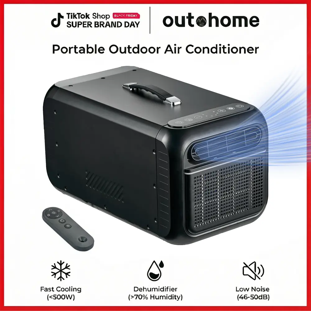 OUTOHOME 5000 BTU Portable Tent Air Conditioner - Compact Indoor-Outdoor Energy-Saver AC with Cooling Fan, Strong Airflow, Portable Car AC, Off-Grid Ready for Camping, Small Rooms to Beat the Heat, Cooling Strong Airflow
