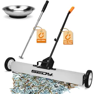 36-Inch Rolling Magnetic Sweeper | 40-Inch Telescoping Magnetic Pickup Tool | Magnetic Trays | 55-Pound Capacity Pick-up Sweeper for Nails, Screws & Metal Debris Workshop Garage Yard (3 Pack)