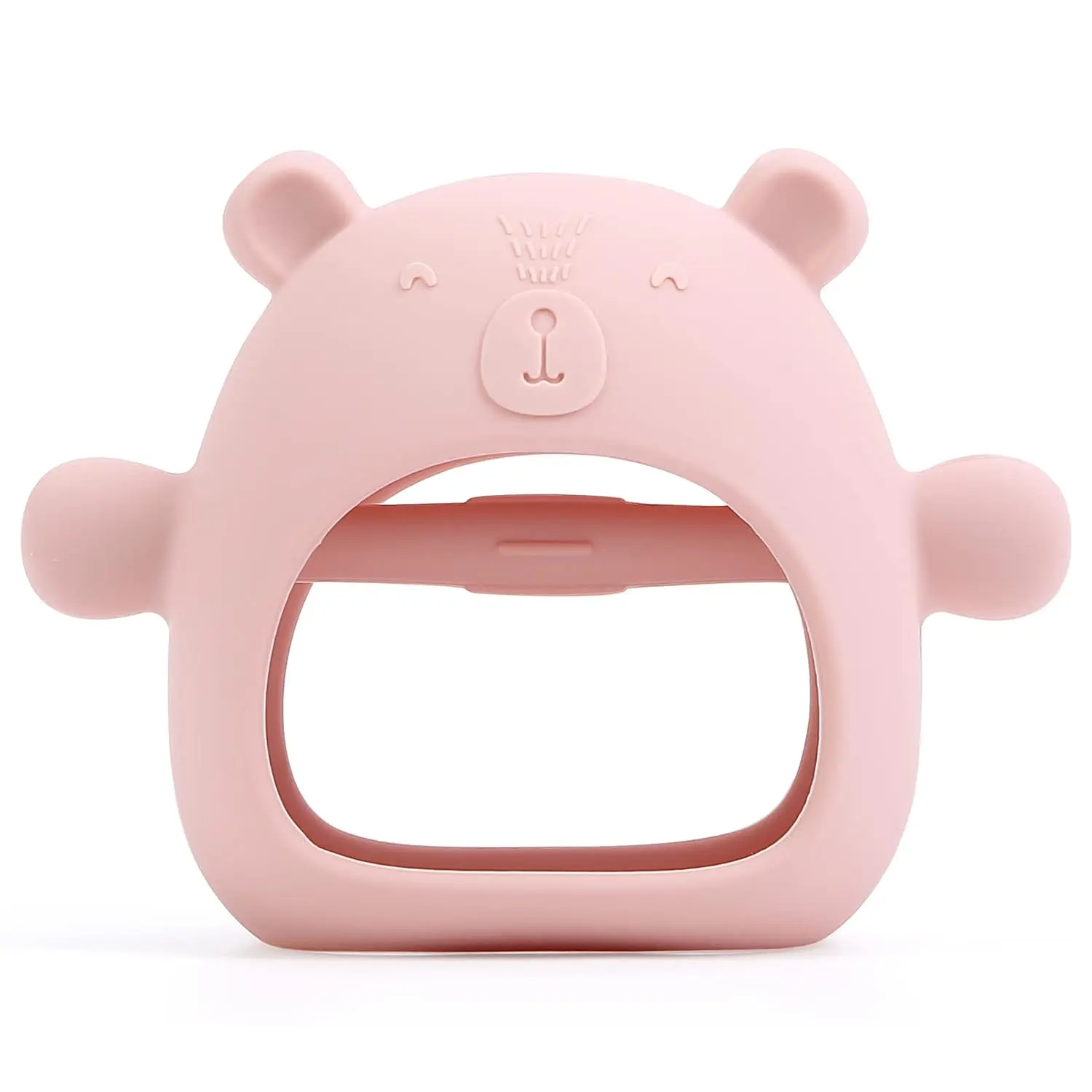 Silicone Teething Mittens & Pacifier Teether Duo - BPA-Free Baby Chew Toy for Infants Multifunctional Hand & Ring Teether for Teething Pain Relief Pink Bear Design