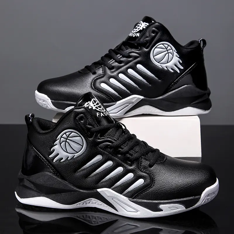 Men's Basketball-Inspired Trainers, Lace-up Hoopshoes with Shock-Absorbing Rebound and a Slip-Resistant Rubber Sole for Daily Wear, Slip Resistant Shoes, Athletic